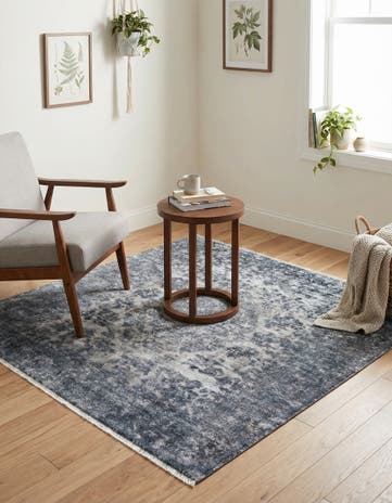 Gray and Blue Boutique Square Rug