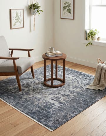 Gray and Blue Boutique Square Rug