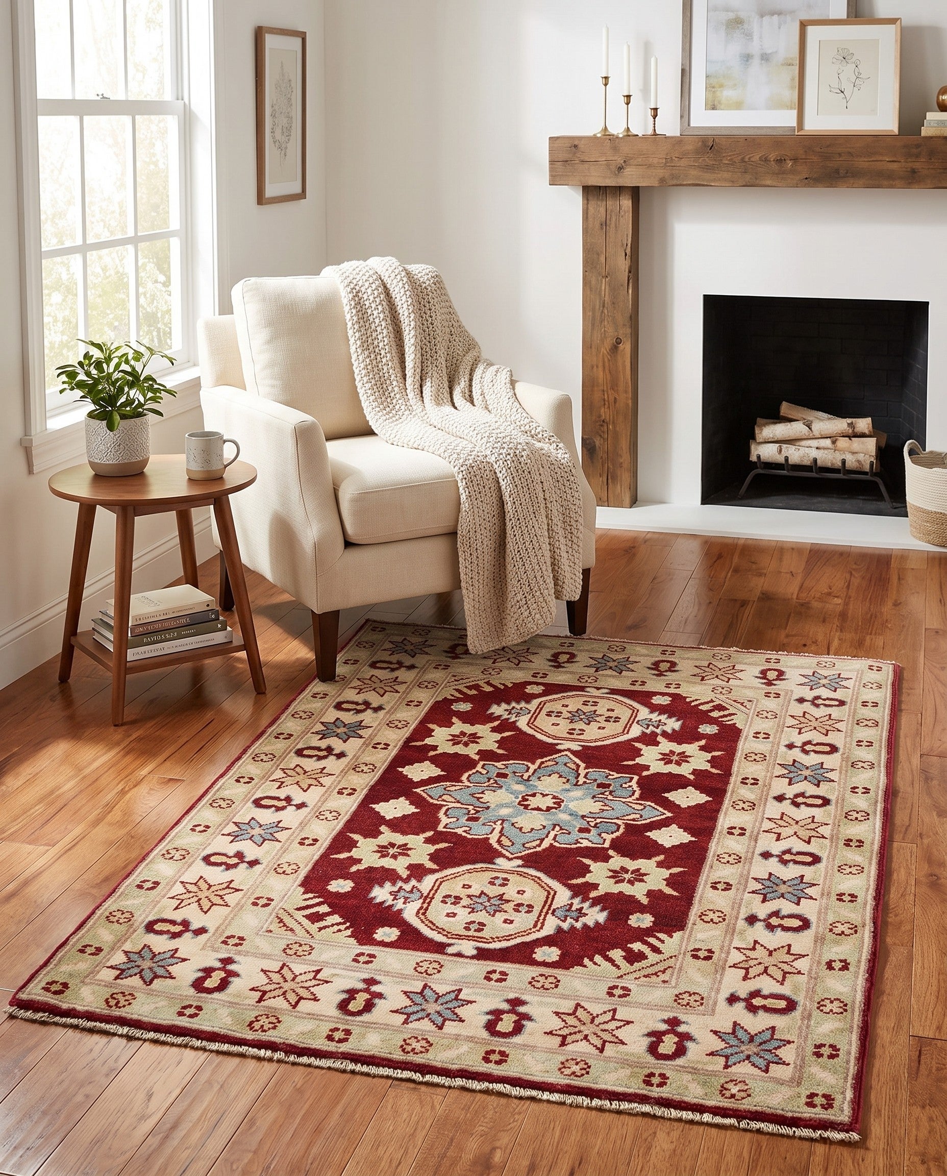 2' 11 x 4' 2 Hand Knotted Kazak Rug