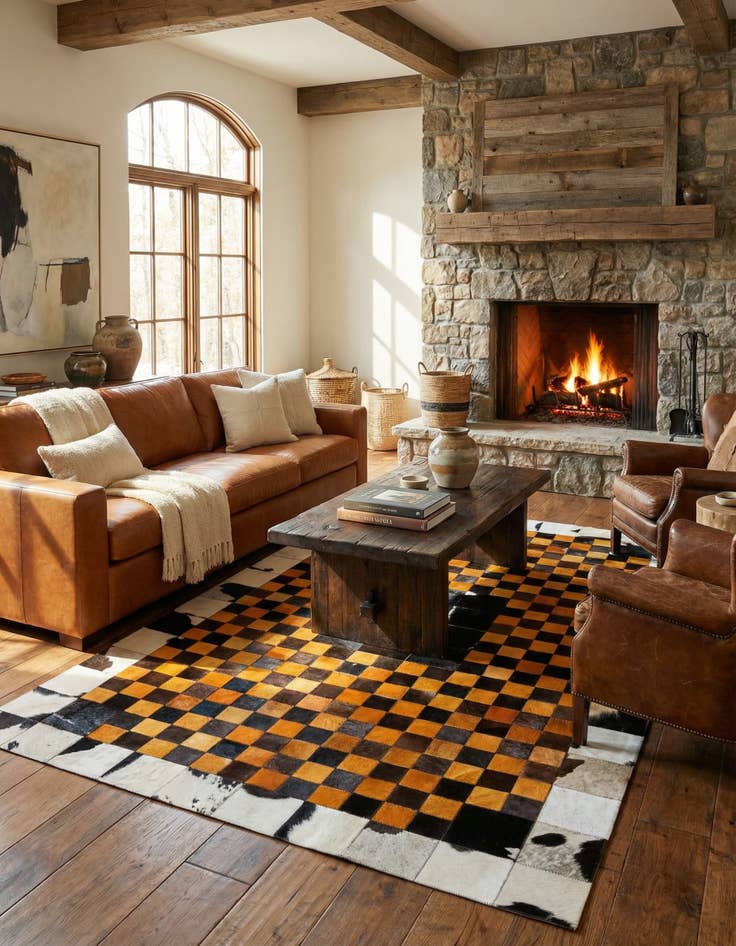 Detail image of 5' x 8' Cowhide Stocks Rug