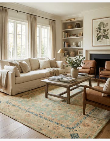 8' 1 x 9' 10 Hand Knotted Oushak Wool Rug