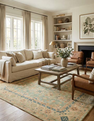 8' 1 x 9' 10 Hand Knotted Oushak Wool Rug