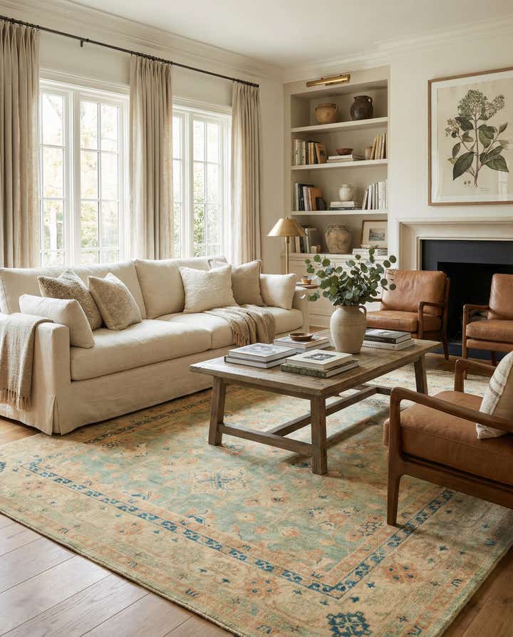 8' 1 x 9' 10 Hand Knotted Oushak Wool Rug