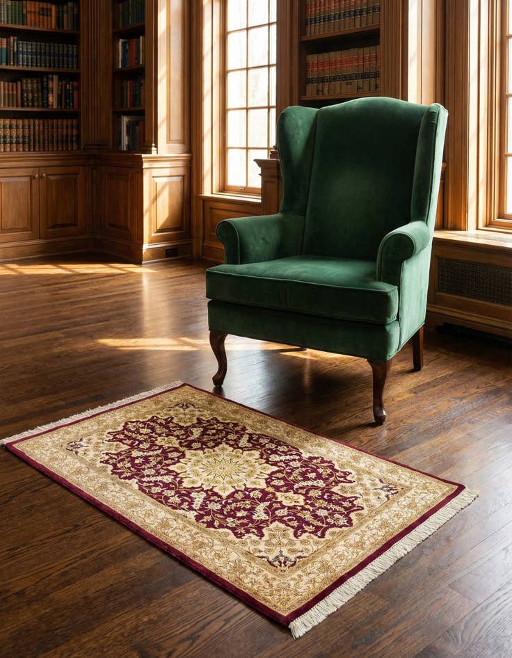 Detail image of 2' 7 x 3' 9 Ghom Silk Rug