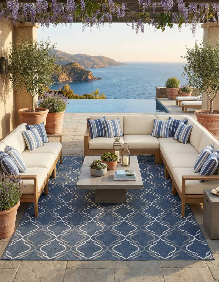 Detail image of 9' x 12' Washable Lattice Indoor / Outdoor Rug