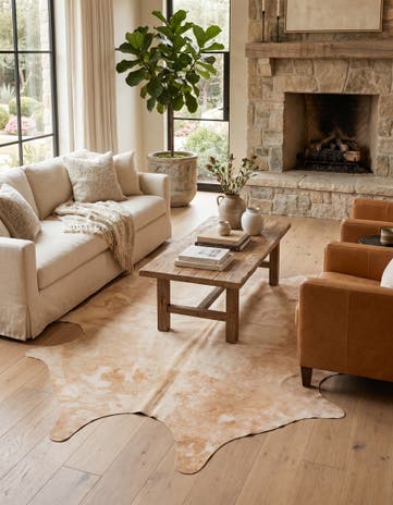 6' 4 x 6' 11 Cowhide Leather Square Rug