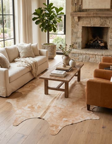 6' 4 x 6' 11 Cowhide Leather Square Rug