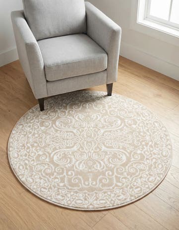 Beige Nepal Round Rug