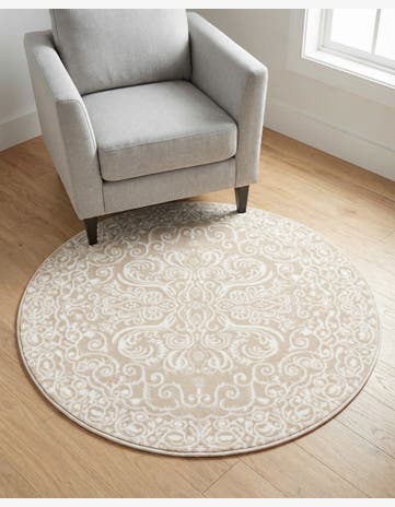 Beige Nepal Round Rug