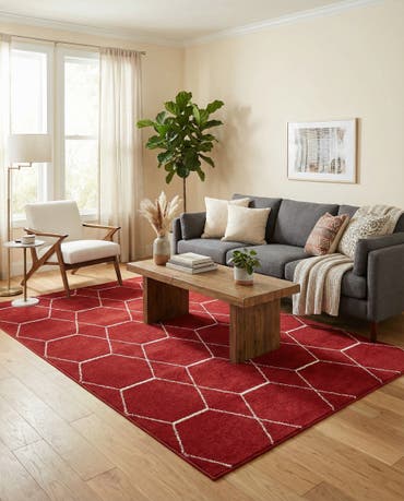  5' 3 x 8' Lattice Frieze Rug