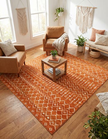 Orange Kasbah Trellis Square Rug
