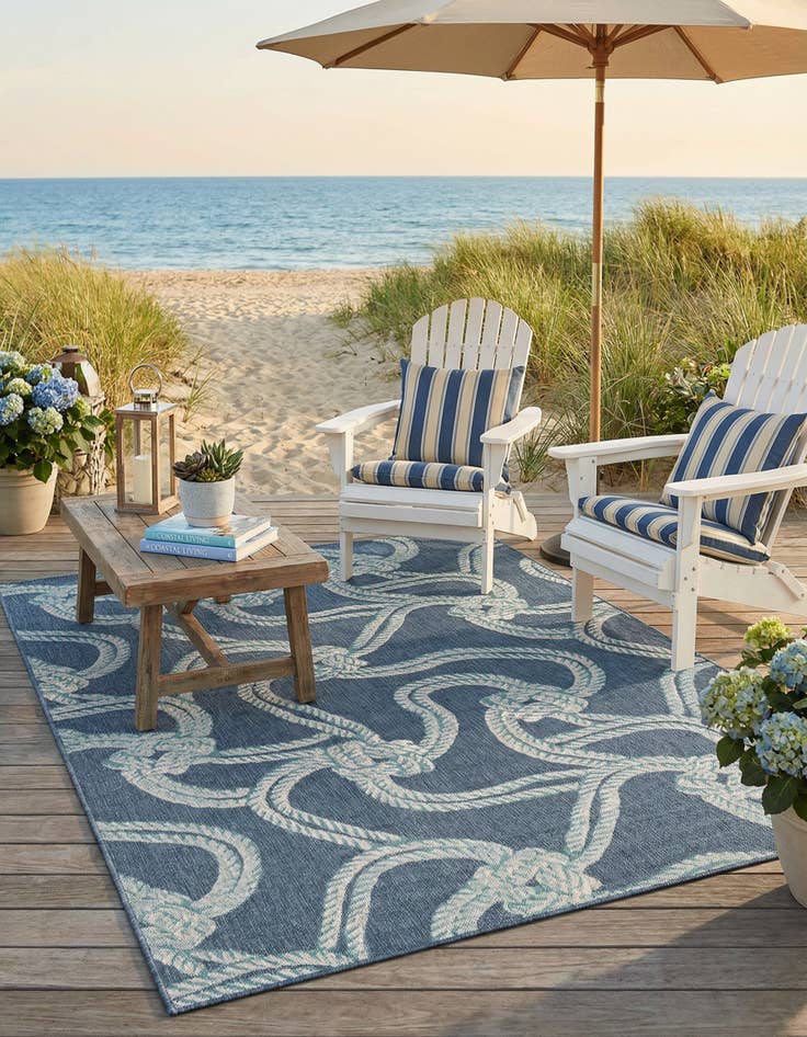 Detail image of 7' 10 x 10'  Washable Coastal Indoor / Outdoor Rug