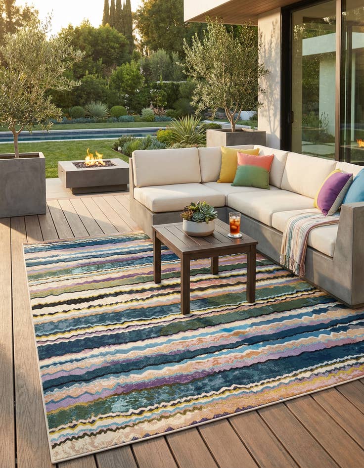 Detail image of 7' 10 x 10'  Washable Modern Indoor / Outdoor Rug