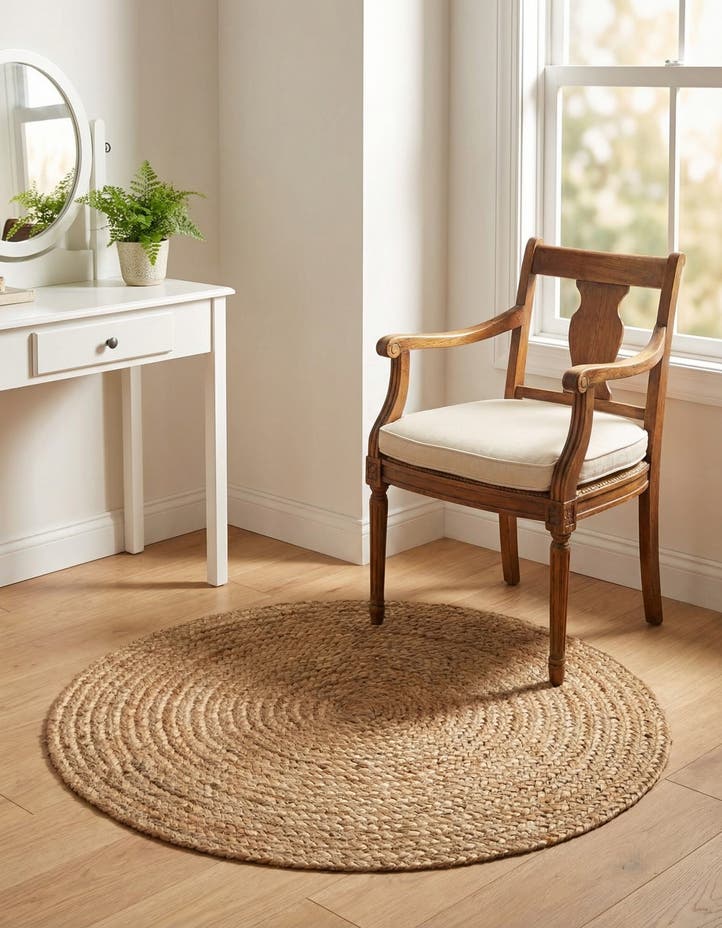 3' x 3' Handmade Braided Jute Round Rug