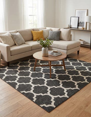 Black Lattice Square Rug