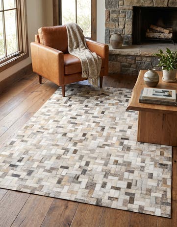 4' 1 x 5' 10 Cowhide Stocks Rug