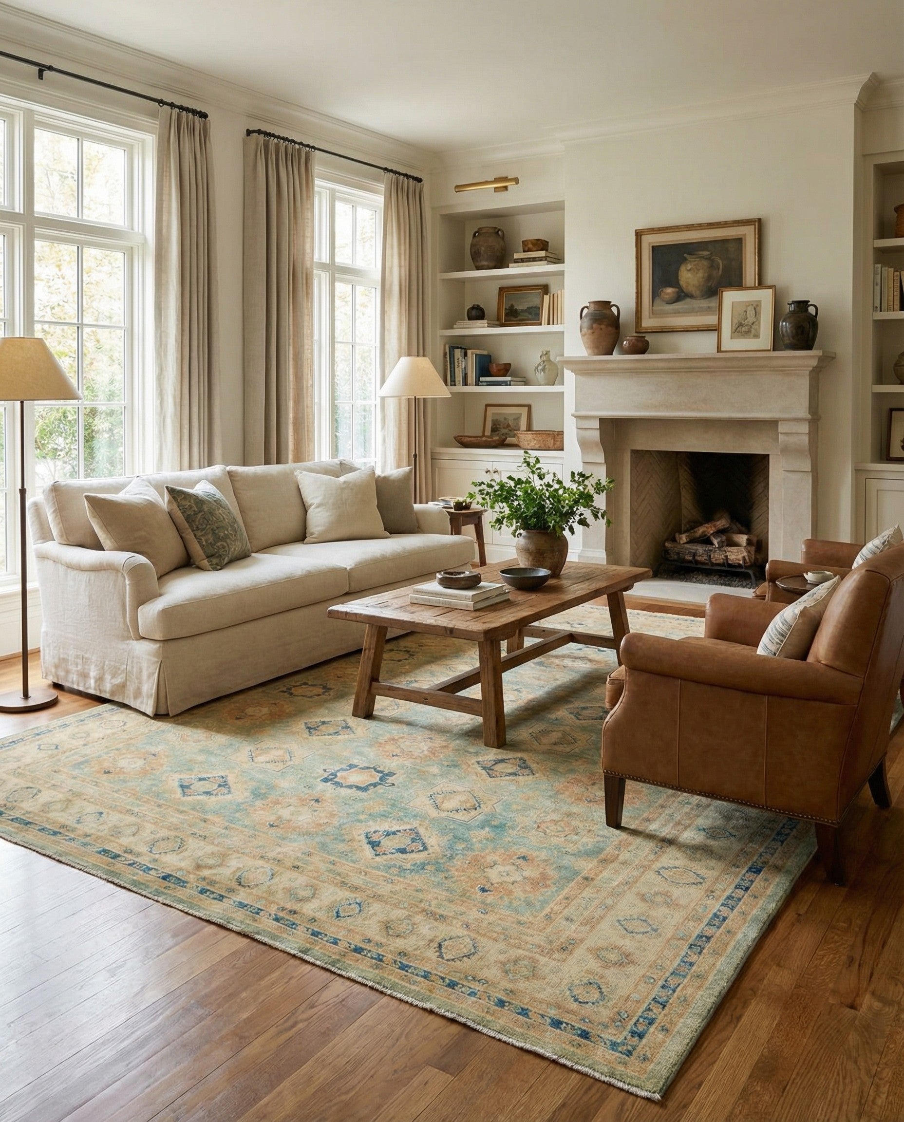 8' 11 x 11' 4 Hand Knotted Oushak Wool Rug