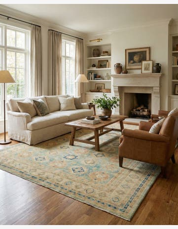 8' 11 x 11' 4 Hand Knotted Oushak Wool Rug