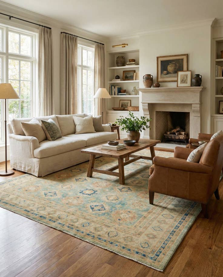 Detail image of 8' 11 x 11' 4 Hand Knotted Oushak Wool Rug