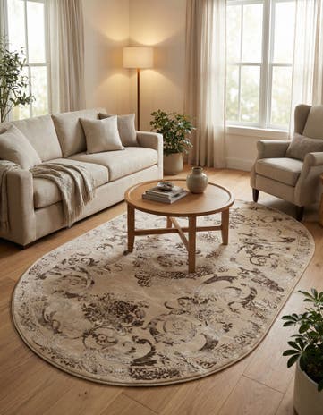 Beige Finsbury Oval Rug