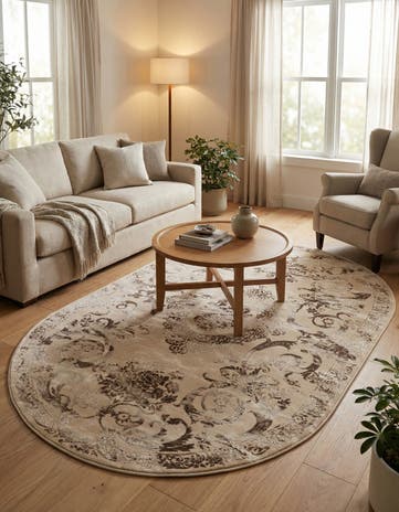 Beige Finsbury Oval Rug