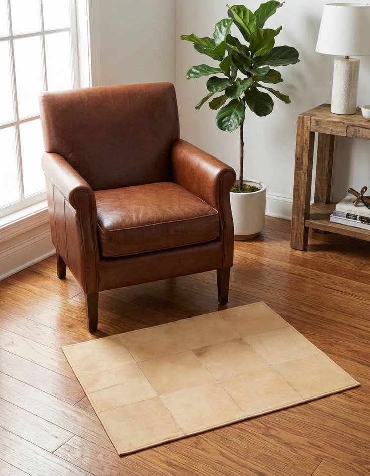 Detail image of 2' 1 x 3' 1 Cowhide Leather Rug