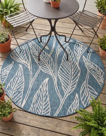 4' x 4' Easy-Clean Botanical Indoor / Outdoor Round Rug