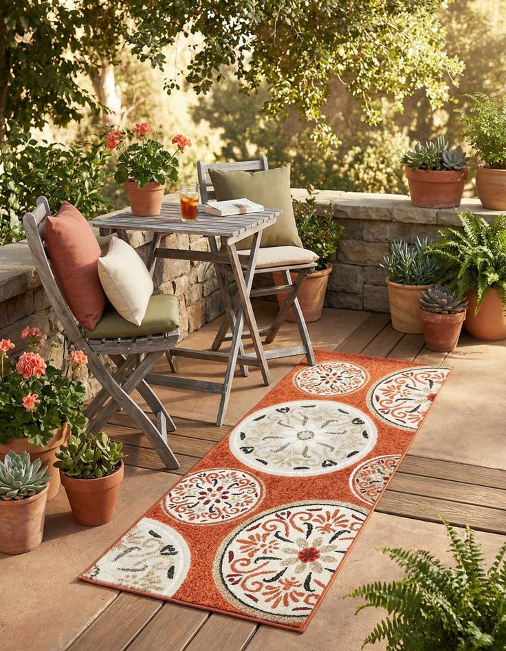 Detail image of 2' x 6' Washable Modern Indoor / Outdoor Runner Rug