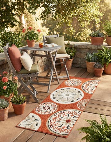 Terracotta Easy-Clean Modern Indoor / Outdoor Runner Rug