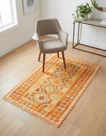3' x 4' 10 Hand Woven Kilim Waziri Wool Rug