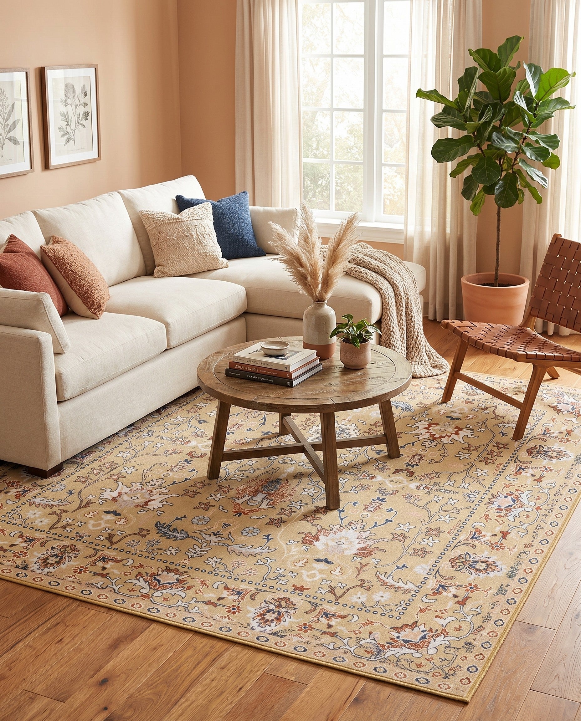 Yellow Kamala Washable Square Rug