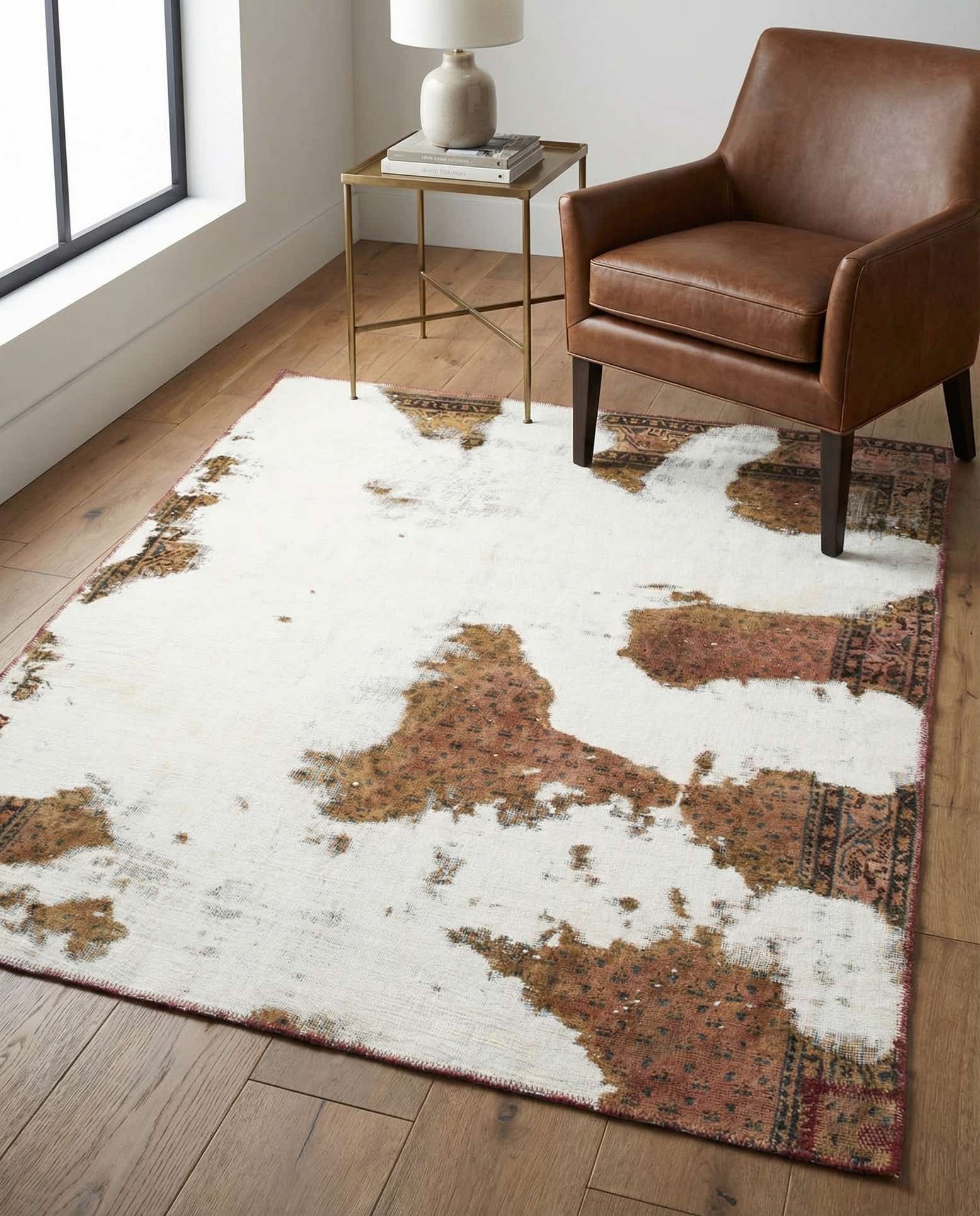 4' 2 x 5' 2 Hand Knotted Ultra Vintage Persian Wool Square Rug