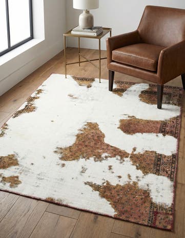 4' 2 x 5' 2 Hand Knotted Ultra Vintage Persian Wool Square Rug