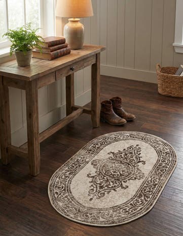 Chocolate Brown Hermitage Oval Rug