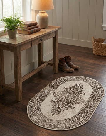 Chocolate Brown Hermitage Oval Rug