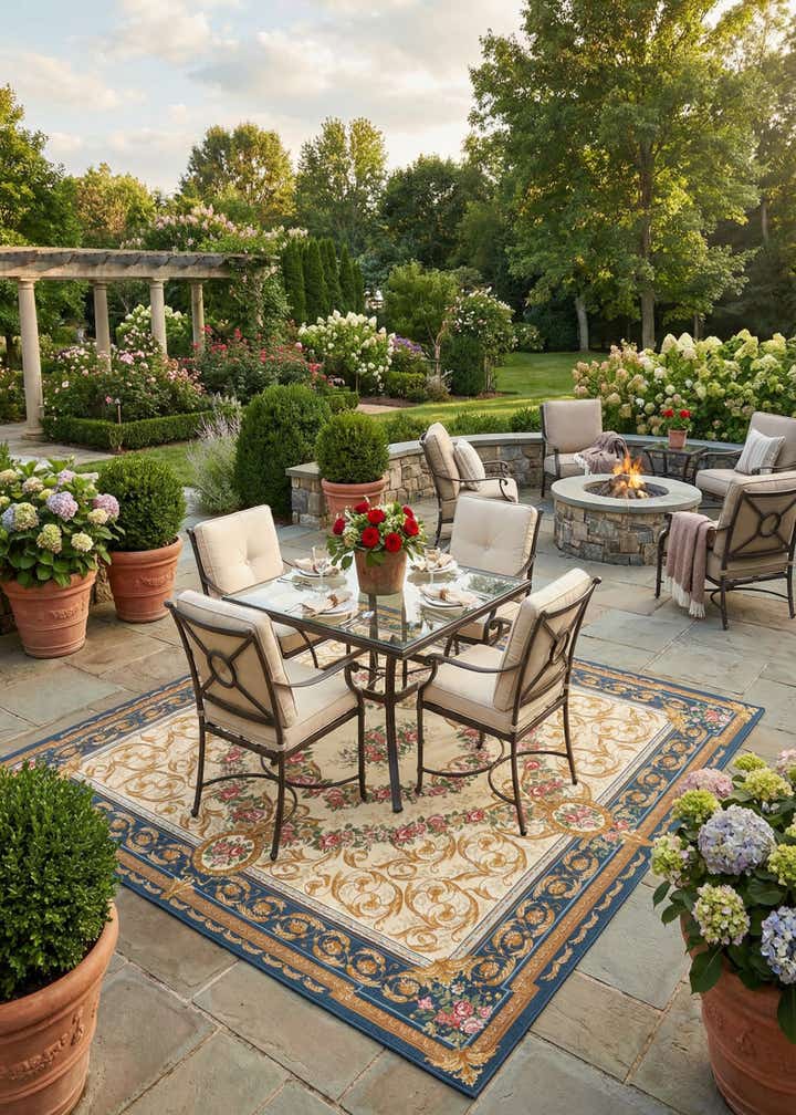 10' x 10' Easy-Clean Traditional Indoor / Outdoor Square Rug
