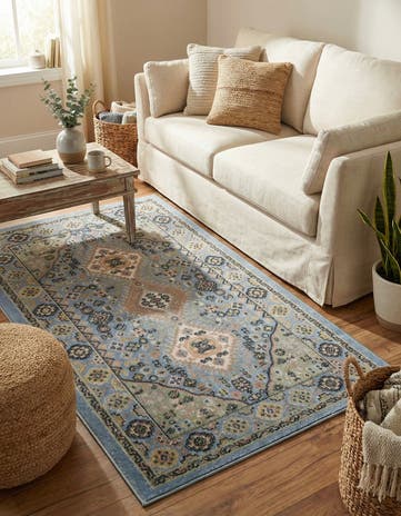 Light Blue Kamala Washable Rug