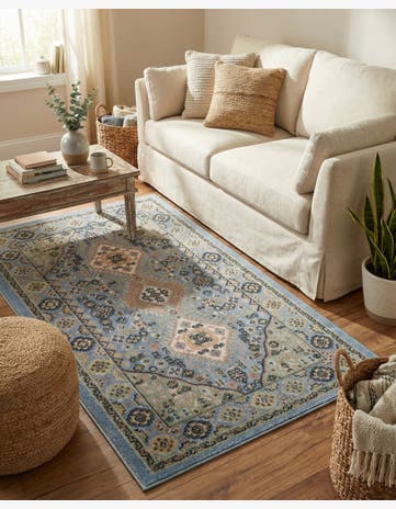 Light Blue Kamala Washable Rug