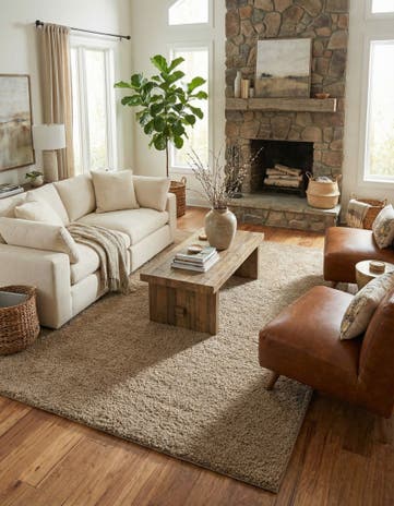 9' x 12' 2 Solid Shag Rug