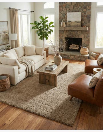 Taupe Solid Shag Rug