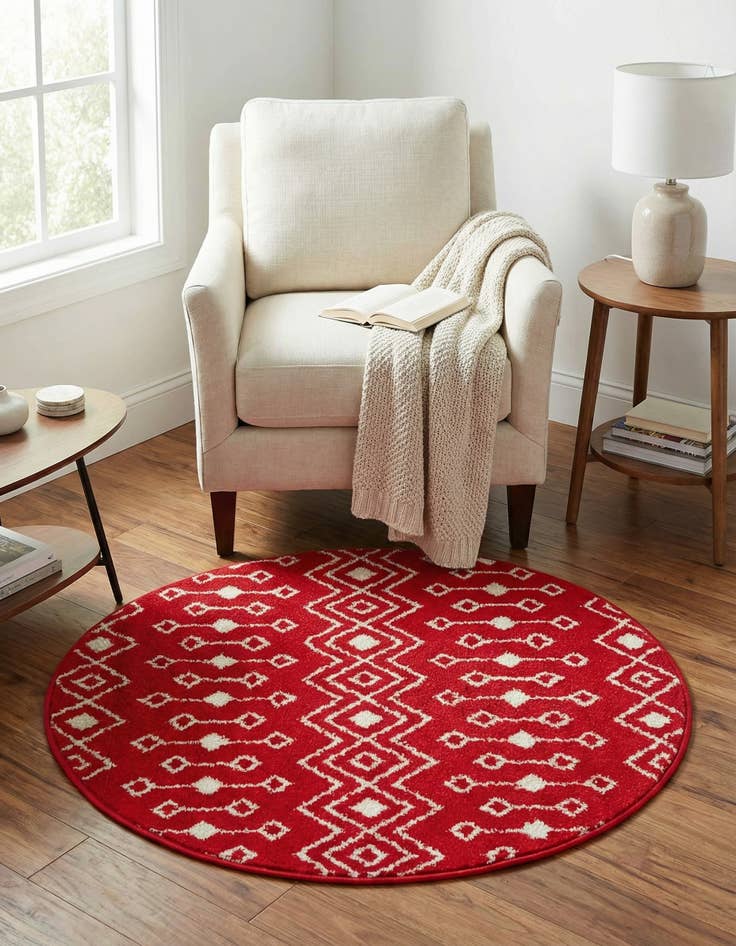 Detail image of 3' 3 x 3' 3 Moroccan Trellis Round Rug