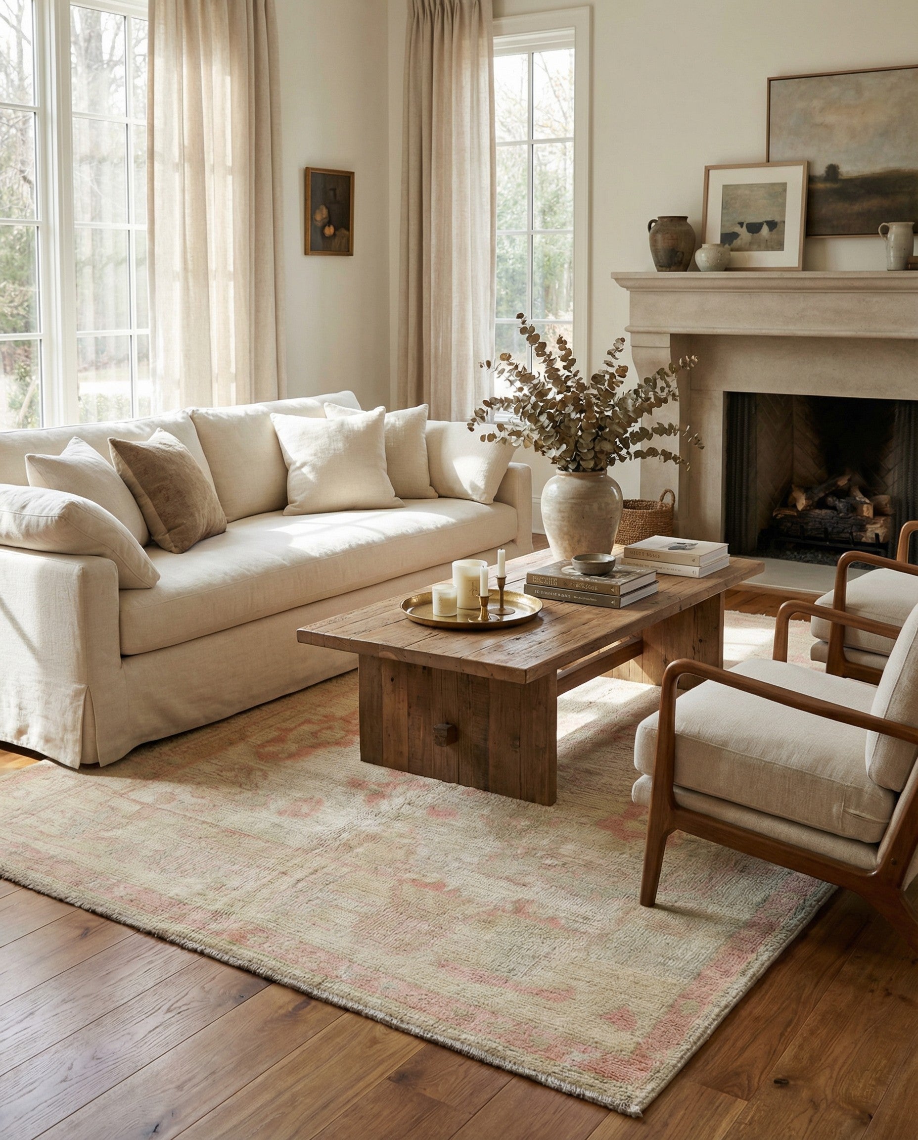 5' 2 x 7' 4 Hand Knotted Oushak Wool Rug