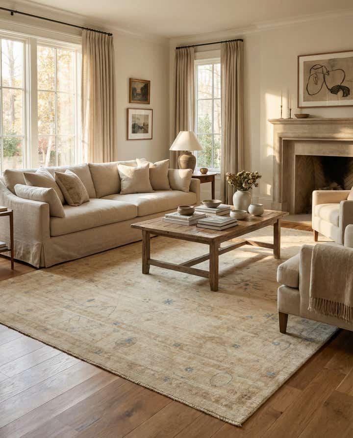 9' 10 x 13' 6 Hand Knotted Oushak Wool Rug