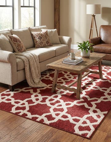 Dark Terracotta Lattice Rug