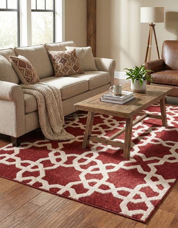 Dark Terracotta Lattice Rug