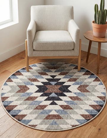 3' 3 x 3' 3 Eco Southwestern Round Rug