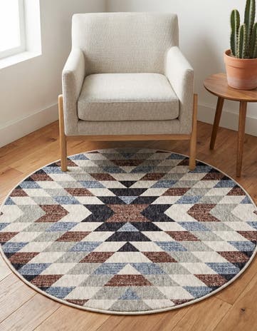 3' 3 x 3' 3 Eco Southwestern Round Rug