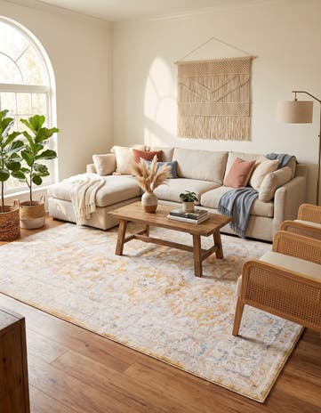 Yellow Washable Timeless Rug