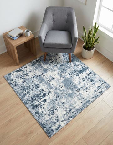 Vintage Blue Aurora Square Rug