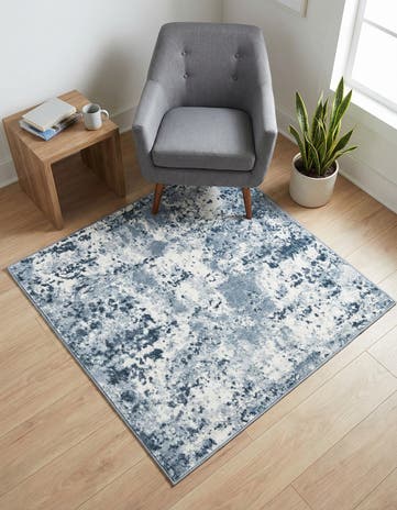 Vintage Blue Aurora Square Rug